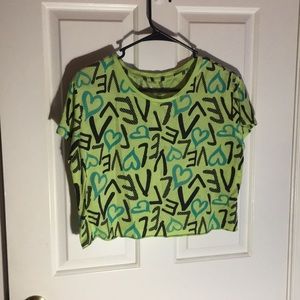 Neon Green Love Crop Top